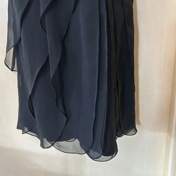 Adrianna Papell black ruffled cocktail dress size 4P - Picture 4 of 12